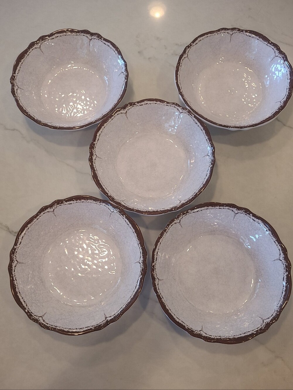 LE CADEAUX Setof 5 Antique White Durable  Melamine Salad Bowls